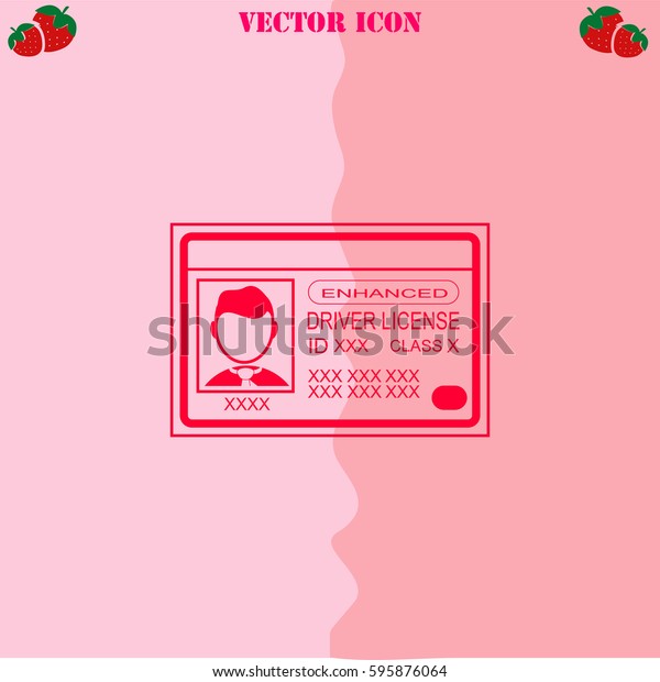 Driver\
license vector  icon. Strawberry\
Background.