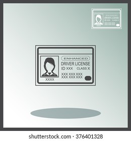 Driver license vector icon. Women's