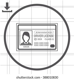 Driver license vector icon. Women's