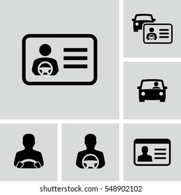 Driver license vector icons 