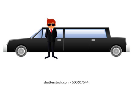 Driver and limousine vehicle vector