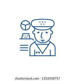 Driver line icon concept. Driver flat  vector symbol, sign, outline illustration.