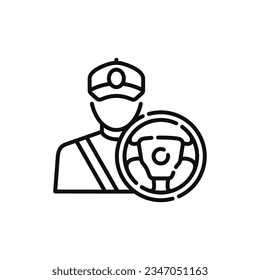 Driver line icon isolated on white background