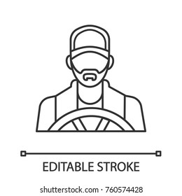 Driver linear icon. Transportation service. Thin line illustration. Contour symbol. Vector isolated outline drawing. Editable stroke