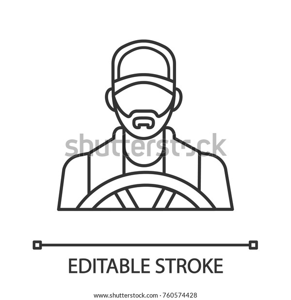 Driver linear icon. Transportation service. Thin\
line illustration. Contour symbol. Vector isolated outline drawing.\
Editable stroke