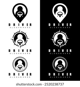 Fahrer-Logo-Symbol schwarz-weißer Vektor