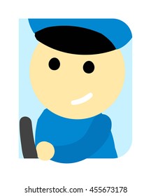 Driver man cute funny cartoon man