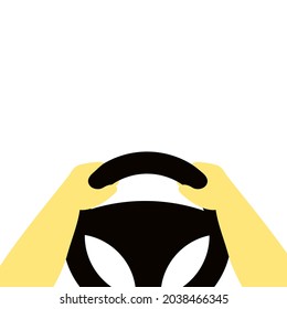 Fahrer oder Mann Hände, die das Lenkrad halten. Taxi-Konzept. Trendy flache, isolierte Umrisssymbol, Zeichen können verwendet werden für: Illustration, Logo, mobil, App, Design, Web, dev, ui, ux, gui. Vektor EPS10 