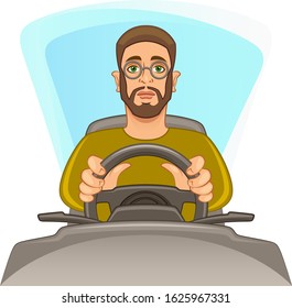 Driver man on a white background