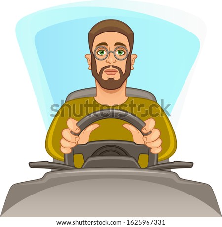 Driver man on a white background