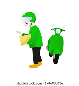Driver online delivery service delivering order by motorcycle