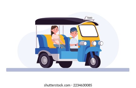 Driver and passenger of a three-wheeled tuk-tuk