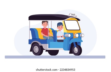 Driver and passenger of a three-wheeled tuk-tuk