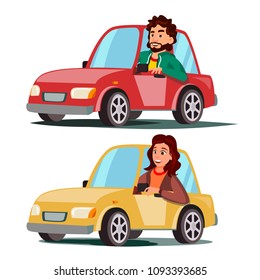 Driver People Vector Man Woman Sitting Stock Vector (Royalty Free ...