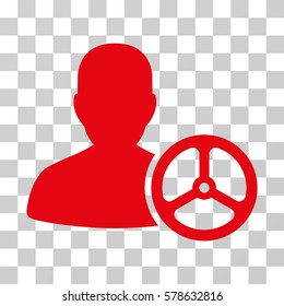 Driver Person icon. Vector illustration style is flat iconic symbol, red color, transparent background. Designed for web and software interfaces.