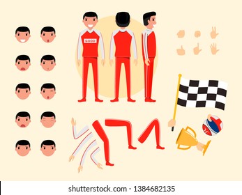 Driver Race Character set vector design doing different gestures