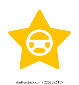 Driver rating steering wheel star icon