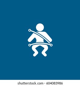 Driver With Safety Belt Flat Icon On Blue Background