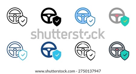 Driver Safety icons set multiple style collection. Editable stroke 
