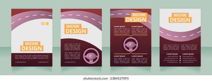 Driver safety program blank brochure design. Template set with copy space for text. Premade corporate reports collection. Editable 4 paper pages. Bebas Neue, Ebrima, Roboto Light fonts used