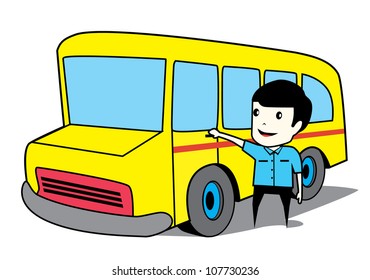 driver and school bus