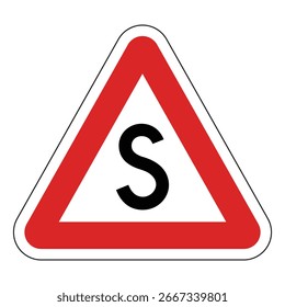 Fahrerschulwarnzeichen - schwarzes "S" auf weißem Dreieck mit rotem Rand Lernenden Fahrzeug Identifizierungssymbol