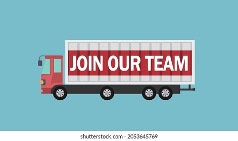 Driver Shortage - Drivers Needed words and trucks logistics business concept.