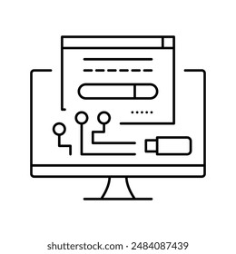 Treiber-Software-Linie Symbol Vektorgrafik. Treiber-Software-Zeichen. Isoliertes Kontursymbol schwarze Abbildung