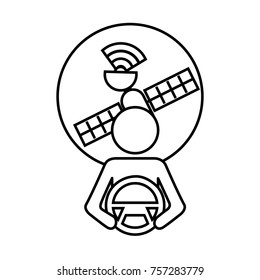 driver at steering wheel autonomous satellite gps