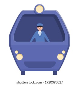 Driver in subway car icon. Cartoon of driver in subway car vector icon for web design isolated on white background