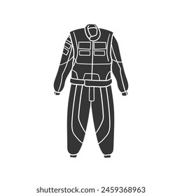 Driver Suit Icon Silhouette Illustration. Racing Vector Graphic Pictogram Symbol Clip Art. Doodle Sketch Black Sign.