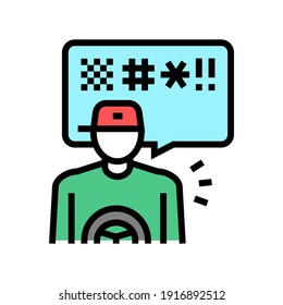 Treiber, der Farbsymbol-Vektorgrafik trägt. Fahrerflughafen. einzelne Symbolillustration
