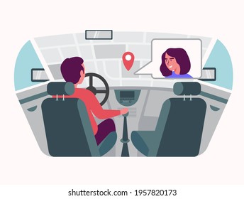The driver uses HUD technology to navigate with GPS and chat with the crew. 