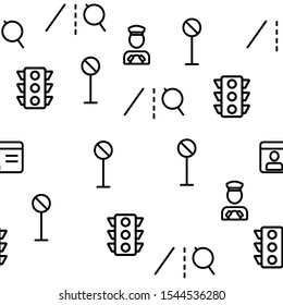 Driver Vector Seamless Pattern Thin Line Illustration