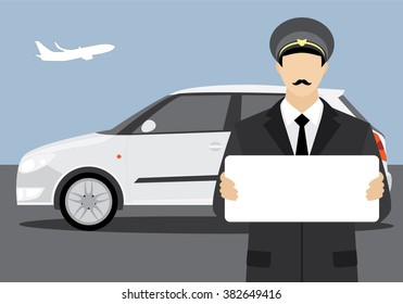 The driver who met at the airport with a placard.