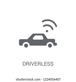 Driverless autonomous car icon. Trendy Driverless autonomous car logo concept on white background from Artificial Intelligence collection. Suitable for use on web apps, mobile apps and print media.