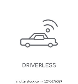 Driverless autonomous car linear icon. Modern outline Driverless autonomous car logo concept on white background from Artificial Intellegence and Future Technology collection.