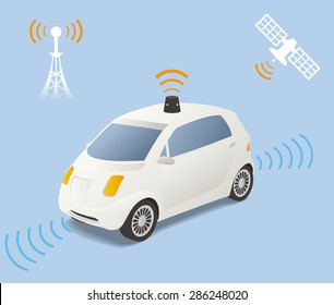 Driverless Car (autonomous vehicle) Image Illustration, vector