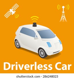 Driverless Car (autonomous vehicle) Image Illustration, vector