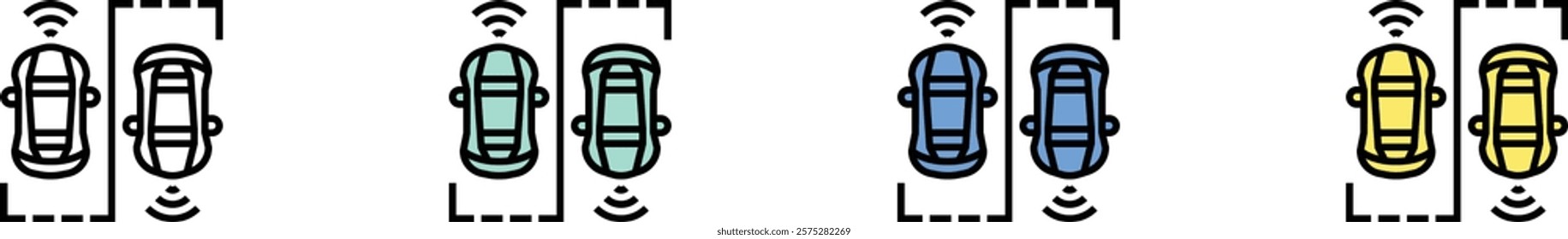 driverless car icon. Outline, Green, Blue and Yellow Style Design Isolated On White Background
