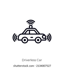 Driverless Car Icon. Outline Style Icon Design Isolated On White Background