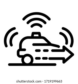 Driverless car icon. Outline driverless car vector icon for web design isolated on white background