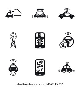 Driverless car icon set. Simple set of 9 driverless car vector icons for web design isolated on white background
