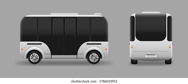 Driverless electric future transport. Autonomous vehicle self driving machine