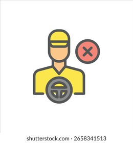 Icono de contorno lleno sin conductor. Ilustración de línea de color de automóvil sin conductor.