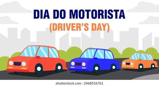 Drivers Day or Dia do Motorista, horizontal banner illustration