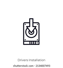 Drivers Installation icon. Outline style icon design isolated on white background