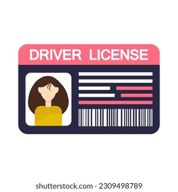 Drivers license icon, plastic card mockup, document identification.