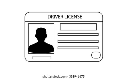 Driver's license identification card line art icon. ID Driver Card. 