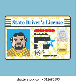 Driver's License Man Photo ID Vector